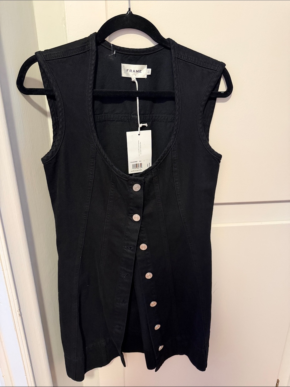 Frame Denim Black Button-Front Mini Dress - Picture 6 of 6